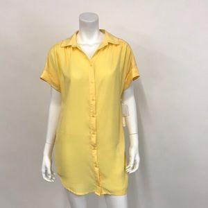 CASLON Short Sleeve w/pockets Shirtdress, Yellow, NEW, Size S.